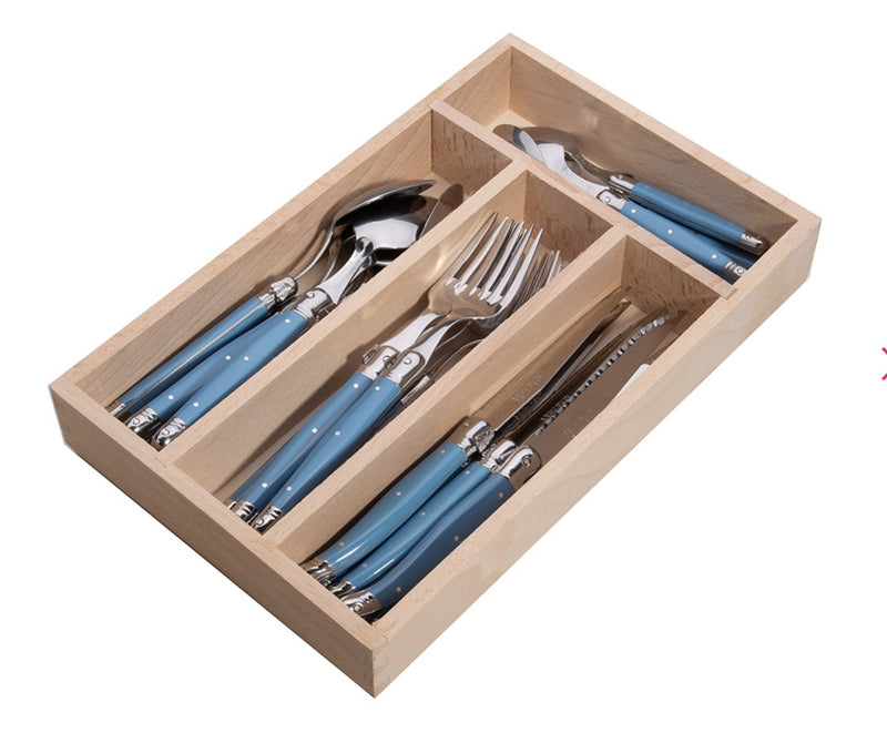 Laguiole by Andre Verdier Debutant Cutlery Set 24pce - Cornflower Blue