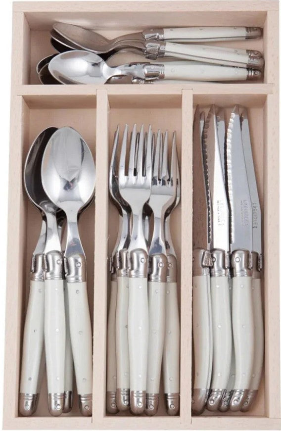 Laguiole by Andre Verdier Debutant Cutlery Set 24pce - White