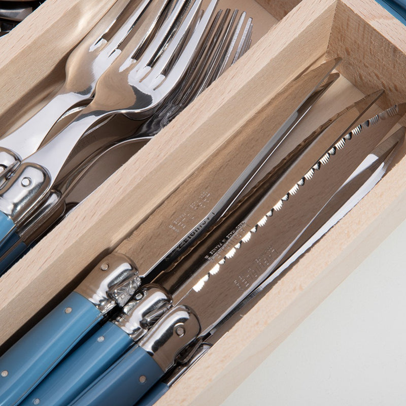 Laguiole by Andre Verdier Debutant Cutlery Set 24pce - Cornflower Blue